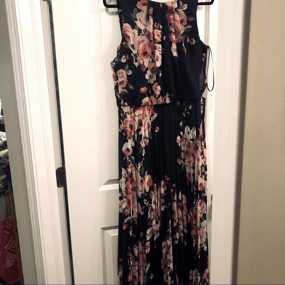 Long formal dress - zip up - blue floral - 12